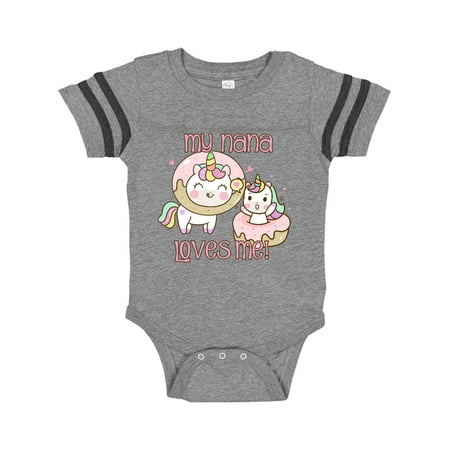 

Inktastic My Nana Loves Me Unicorn Gift Baby Boy or Baby Girl Bodysuit