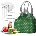 thumbnail image 4 of Green Christmas Snowflake Pattern Drawstring Lunch Bag Women - Drawstring Lunch Bag Insulated for Work Office - Stain-Resistant Large Lunchbags for Women with Multi-Pockets, 4 of 6
