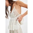 thumbnail image 4 of Women Spaghetti Straps Babydoll Tank Top Y2K Sleeveless Crochet Eyelet Top Ruffle Crop Camisole Vest White S, 4 of 7