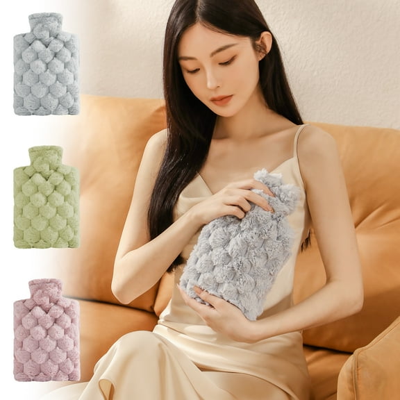 SSZMDLB under $5 Hot Water Bottle with Cover, Menstrual Pain Relief, Neck Shoulder Pain Therapy, Hot Cold Therapeutics Hand Warmer, Reusable Warm Water Bag