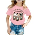 thumbnail image 1 of WEAIXIMIUNG Vêtements pour Enfants Filles 7-8 École Enfants Filles Mignon Mode Imprimé Col Rond Manches Courtes Tee Été Décontracté T-Shirt Ample Hauts Confortables, 1 of 5