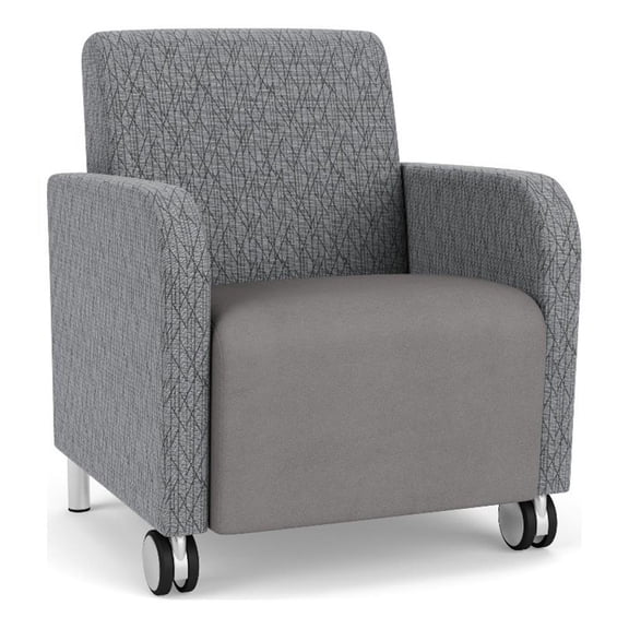 Siena Lounge Reception Guest Chair / Casters / Brushed Steel Legs / Gray / Gray