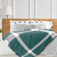 thumbnail image 5 of Ox Bay Teal/White Tartan Plaid Cotton Throw Blanket, 50" x 60", 5 of 10