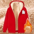 thumbnail image 2 of Women Hoodies Halloween Unisex Patterned Zip Up Sweatshirt Long Sleeve Pullover Tops With Pockets Fleece Lined Warm Apparel Red M, 2 of 3