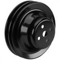 thumbnail image 2 of Speedway Motors SBC Satin Black Pulley Set Short Water Pump 2 Groove Upper 3 Groove Lower with Single Groove Power Steering V Belt Steel Construction, 2 of 12
