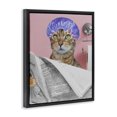 thumbnail image 3 of Stupell Industries Showercap Cat Bathroom Humor Black Framed Floater Canvas Wall Art design by Jesse Keith, 31 x 25, 3 of 9