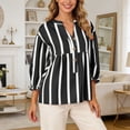 thumbnail image 6 of Bibifish Womens T-Shirts Classic Striped Pattern Loose Fit Tees Casual 3/4 Sleeve V-Neck T Shirts Spring Summer Stylish Daily Dating Going Out T Shirts, 6 of 7