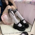 thumbnail image 5 of CANKER Women Lolita Knee High Long Socks Sweet Ruffle Lace Bow Kawaii Cosplay Stockings, 5 of 19