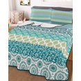 thumbnail image 3 of Quilts Twin XL Size, Teal Striped Soft Comforter Bedding Set for Bed, Boho Modern Geometric Abstract Art Ethnic Lightweight Quilted Bedspread with Pillow Cover(2 Pieces) for All Season, 68x98 Inch, 3 of 6