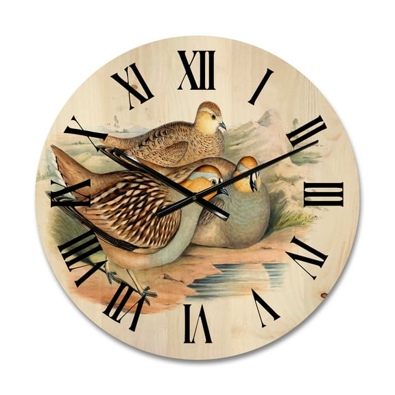 Designart 'Ancient Birds In The Wild III' Traditional Wood Wall Clock