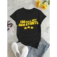 thumbnail image 4 of T-Shirt Décontracté pour Femmes avec Imprimé Étoile et Lettre - Col Rond Confortable, Manches Courtes, Mélange de Polyester Extensible, Lavable en Machine - Parfait pour l'Été, 4 of 8