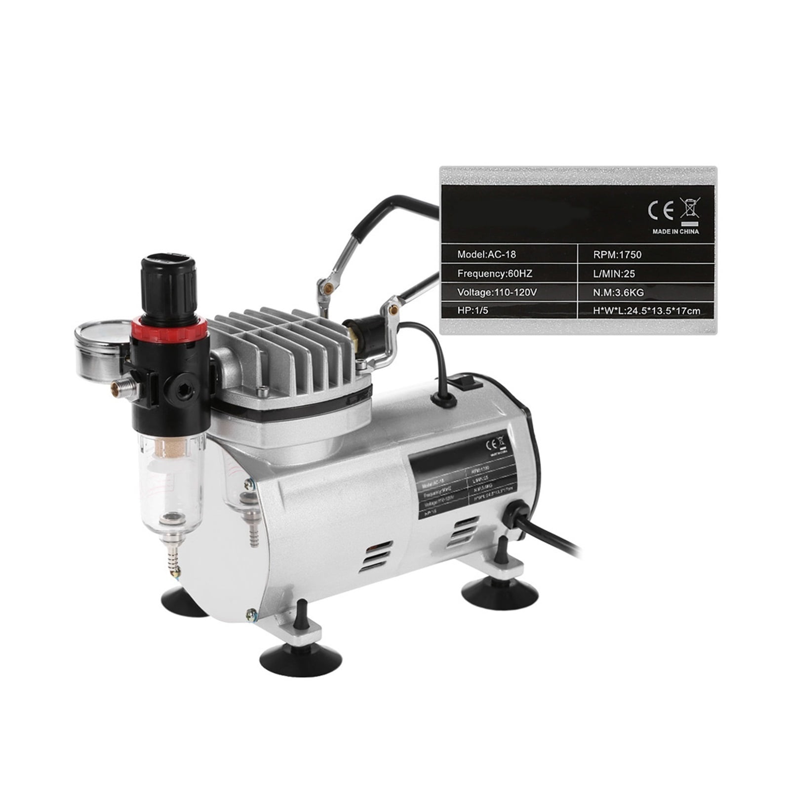 AC-18 Professional Air Compressor Set Electric Spray Gun Hobby Paint Spray Set Nail Art Sprayer with Braided Air Hose