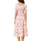 thumbnail image 3 of Vestidos florales INSPIRE CHIC para mujeres con escote cuadrado, vestido midi de verano con volantes y fruncidos en blanco y rosa, 3 of 5