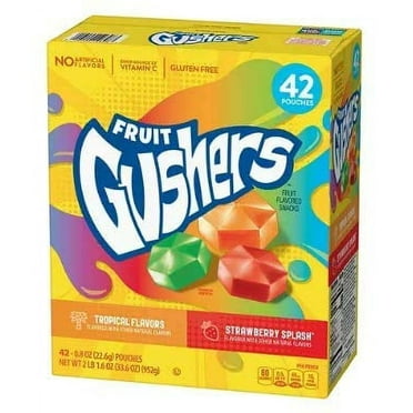 Gushers Fruit Snacks, Strawberry Splash and Tropical Flavors, 42 ct