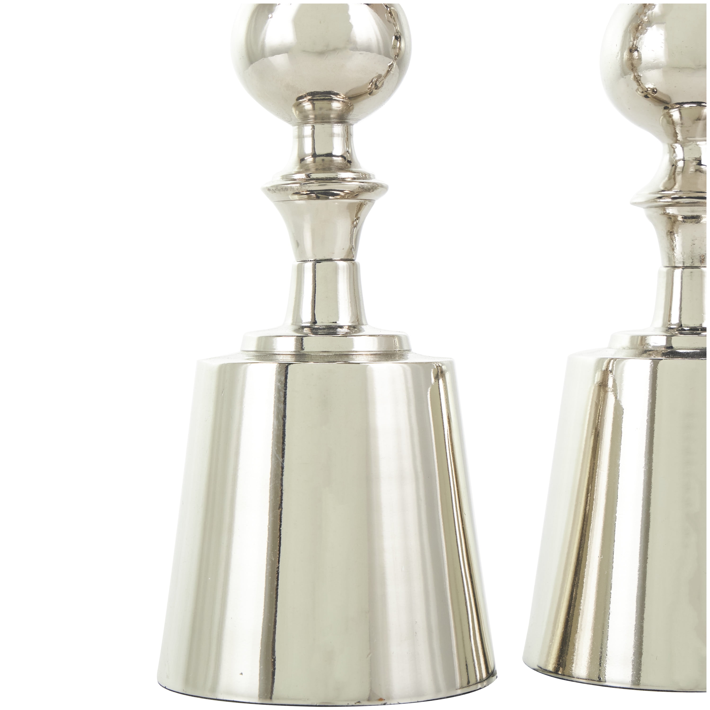 DecMode 2 Candle Silver Aluminum Candle Holder, Set of 2