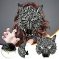 thumbnail image 2 of Máscara de lobo, máscara de hombre lobo de media cara para Halloween, máscara de mascarada de animal para disfraz de cosplay, disfraz de cosplay para hombres adultos, carnaval de Navidad, 2 of 9
