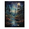 thumbnail image 3 of Designart "Midnight Serenity Blue Pine Tree Landscape I" Floral Print on Natural Pine Wood, 3 of 5