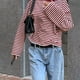 thumbnail image 2 of Long Sleeve Striped Tshirt Loose Fit Round Neck Contrast Color Polyester Top Summer Casual Street Fashion S M L, 2 of 4