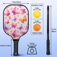 thumbnail image 4 of Pickleball Paddles Set Of 2, Fiberglass Surface, Vintage Floral & Butterfly, 4 Balls & Bag, 4 of 5