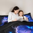 thumbnail image 4 of Erosebridal Kawaii Japanese Girl Twin Comforter Sets,Blue Wild Butterfly Bedding Set For Kids, Reversible 2-Piece, 4 of 7