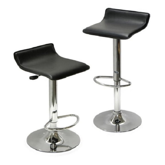 Contemporary Home Living Set of 2 Black Spectrum Leather Air – Lift Swivel Stool with footrest,
