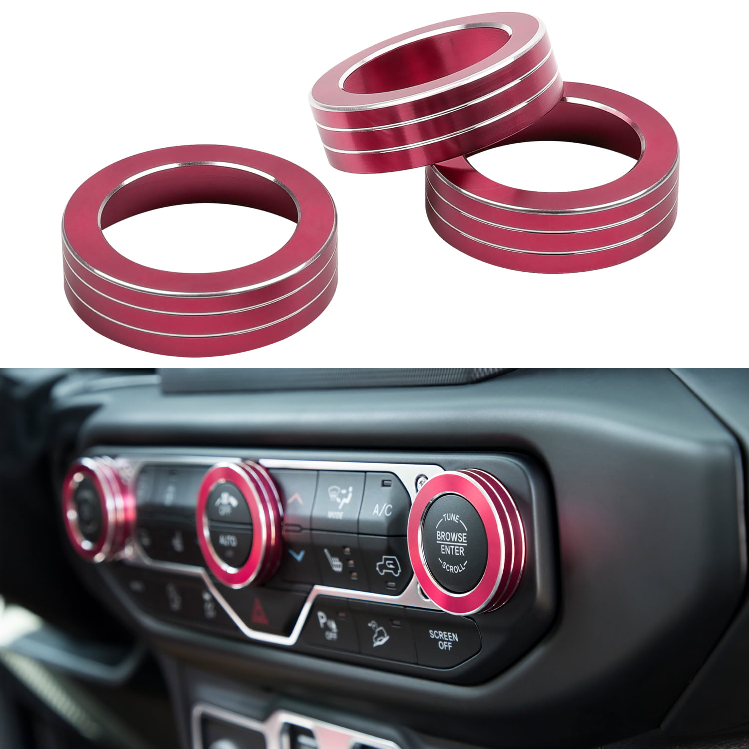 Bonbo Pink Car Inner Roof Speaker Cover Trim Interior Accessories Decor Ring 2PCS for 2018-2021 Jeep Wrangler JL JLU & Gladiator JT 