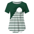 thumbnail image 2 of WAGUTH Women's Maternity Nursing Tops Striped Double Layer Breastfeeding Shirt Short Sleeve Stretch Pregnancy Tunic Blouses,Green,L, 2 of 8