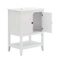 thumbnail image 5 of GVN Bathroom Storage Cabinet, Floor Cabinet,24" White Modern Sleek Bathroom Vanity Elegant Ceramic Sink with Solid Wood Frame Open Style Shelf, 5 of 13