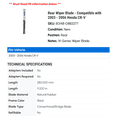 thumbnail image 2 of Rear Wiper Blade - Compatible with 2003 - 2006 Honda CR-V 2004 2005, 2 of 2