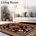 thumbnail image 2 of ODIKA 6'x9' Machine Washable Non-Slip Area Rug, Damask Baroque Elegance with Classical European Styling High Traffic Rug, Brown, 553983, 2 of 7