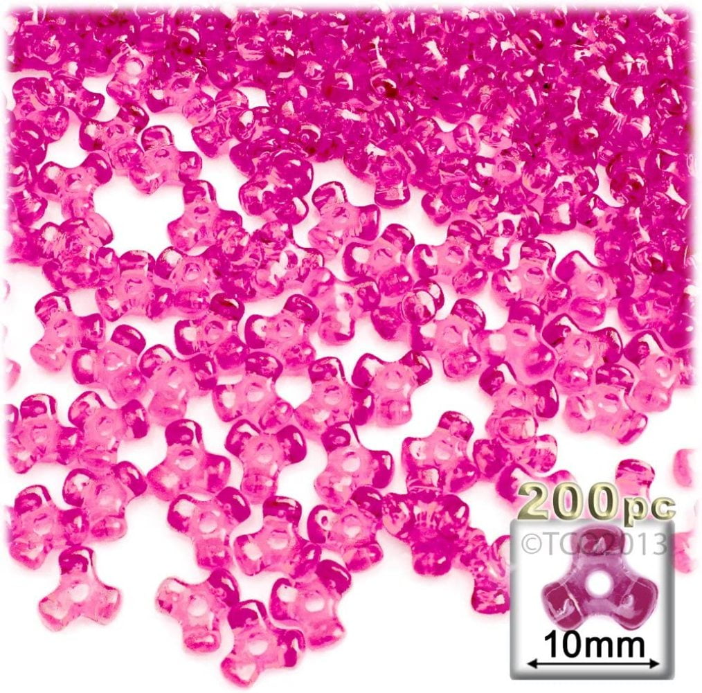 1,000pc Plastic Transparent Tribeads 10mm Christmas Red Beads 