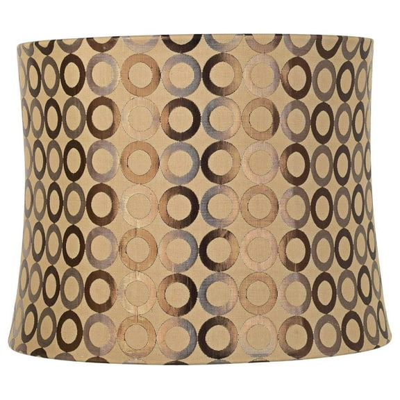 Copper Circles Medium Drum Lamp Shade 13" Top x 14" Bottom x 11" High (Spider) Replacement with Harp and Finial - DyGTyX