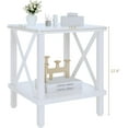 thumbnail image 3 of Large End Table Farmhouse Side Table Industrial Style Sofa Table Metal X Wood Accent End Table NightStand with Storage Shelf for Living Room Bedroom White, 3 of 9