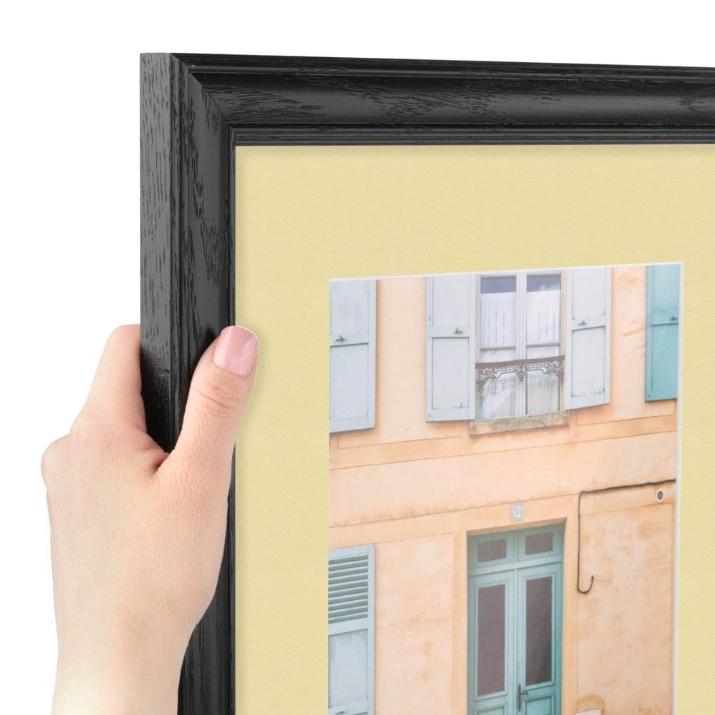 ArtToFrames 22x28 Matted Picture Frame with 18x24 Single Mat Photo Opening Framed in 1.25 Black Stain on Solid Red Oak and 2 Buttercup Mat (FWM-4083-22x28)
