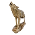 thumbnail image 3 of Full Moon Howling Alpha Gray Wolf Timberwolf Statue In Gold Patina Finish 9"H, 3 of 6