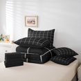 thumbnail image 5 of Black and White Lattice 7 Piece Comforter Set Queen Bed in a Bag,Farmhouse Geometric Grid Bedding Sets Buffalo Plaid Geometry Sheet Set with Comforter, 5 of 5