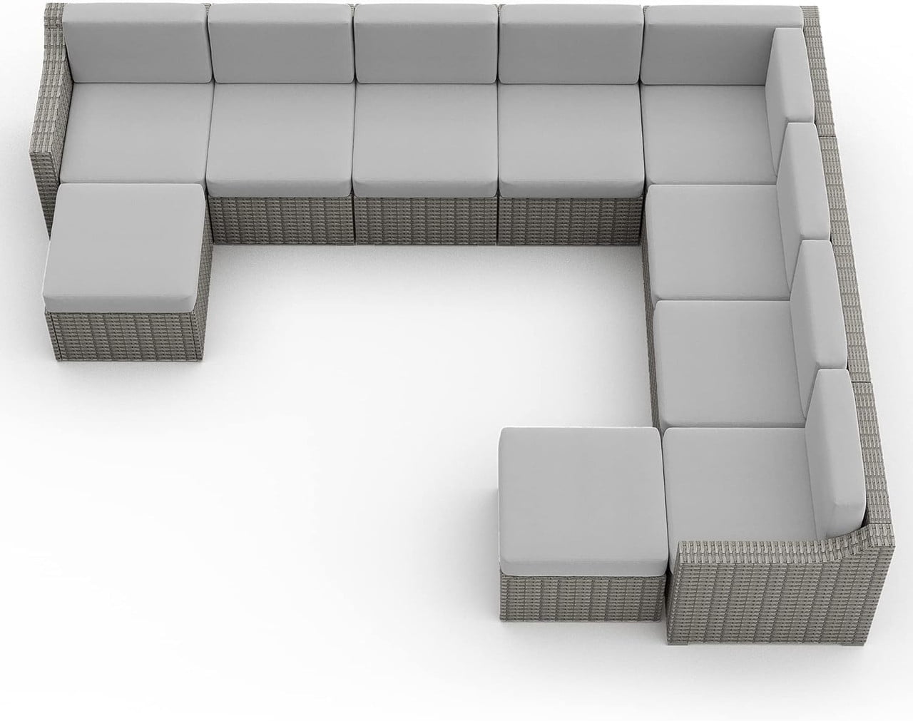 10 Piece Patio Conversation Set,All-Weather Patio Furniture Set,Rattan Wicker Outdoor Sectional Sofa with Thick Cushions