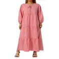 thumbnail image 1 of PENGXIANG Robe Maxi à Manches Courtes Bouffantes Col en V Été Boho Imprimé Floral Robe Smockée Évasée Violet Foncé TTG, 1 of 8