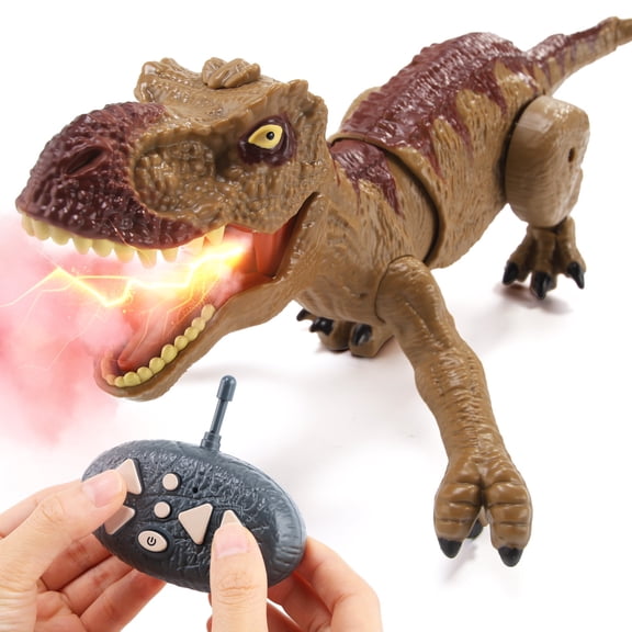 JoyStone Remote Control Walking Dinosaur for Kids, 2.4GHz RC T-Rex Toy with Mist Spray, LED Lights and Roaring Sounds, Rechargeable Interactive RC Dinosaur Toy, Gift for Boys and Girls
