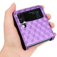 thumbnail image 3 of Dteck Wallet Cases for Samsung Galaxy Z Flip 4 5G, 3D Texture Durable PU Leather Shockproof Case with Credit Card Holder Slot Anti- Slip Wireless Charging Cover for Samsung Galaxy Z Flip4 2022, Purple, 3 of 10