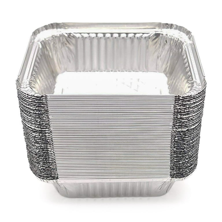 FUIIKEEM Small Aluminum Pans with Lids(40 Pack - 5×4) 1 lb Capacity Tin Foil Pans Disposable Takeout Trays to Go Food Storage Containers - 40 Pans