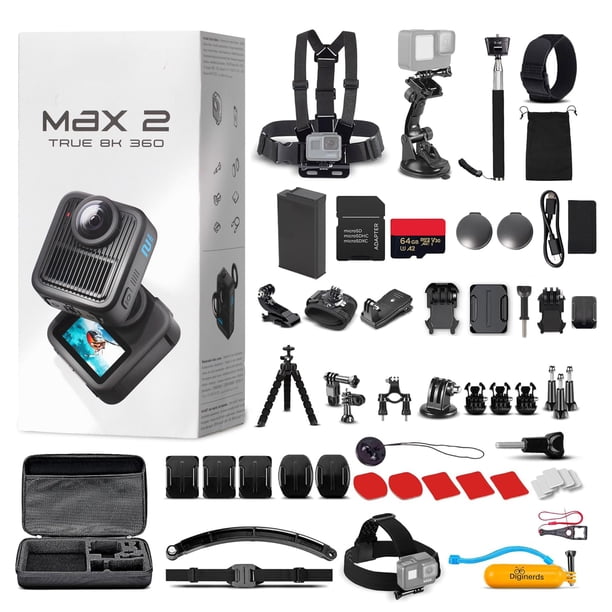 Cámara de acción GoPro MAX 2 8K 360 resistente al agua hasta 5 m con kit