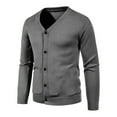 thumbnail image 5 of Zimjoy Mens Cardigan Sweaters Casual Button Up V Neck Sweaters Long Sleeve Open Front Slim Fit Cardigan Lightweight Fall Clothes with Pocket, Dark Gray 3XL, 5 of 6