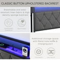 thumbnail image 6 of CASEMIOL King Bed Frame with Storage Headboard, Charging Station, and LED Lights, Noise-Free, No Box Spring Needed, 77.8"W Bedroom Modern Platform Bed Frame Holds 1300 Pounds- Gray, 6 of 8