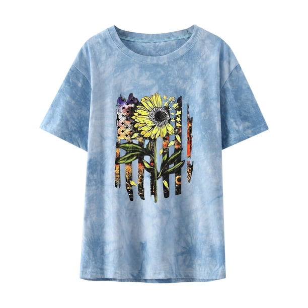 Blusa suelta de manga corta con cuello redondo y estampado a la moda para mujer Pompotops hfajkhk132718