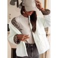 thumbnail image 4 of Women Quilted Jacket Oversized Leopard Lined Puffer Jacket Button Down Padded Coat Milky M, 4 of 9