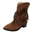 thumbnail image 1 of NECHOLOGY Botas Mujer Adulto Femenino Zapatos Botines para mujer Botas con borlas de tamaño Otoño e invierno Botas de ante con manga de tacón medio europeas y (Brown, 7.5), 1 of 7