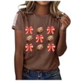 thumbnail image 2 of Puntoco Camiseta de cuello redondo y manga corta con estampado informal para mujer, 2 of 4