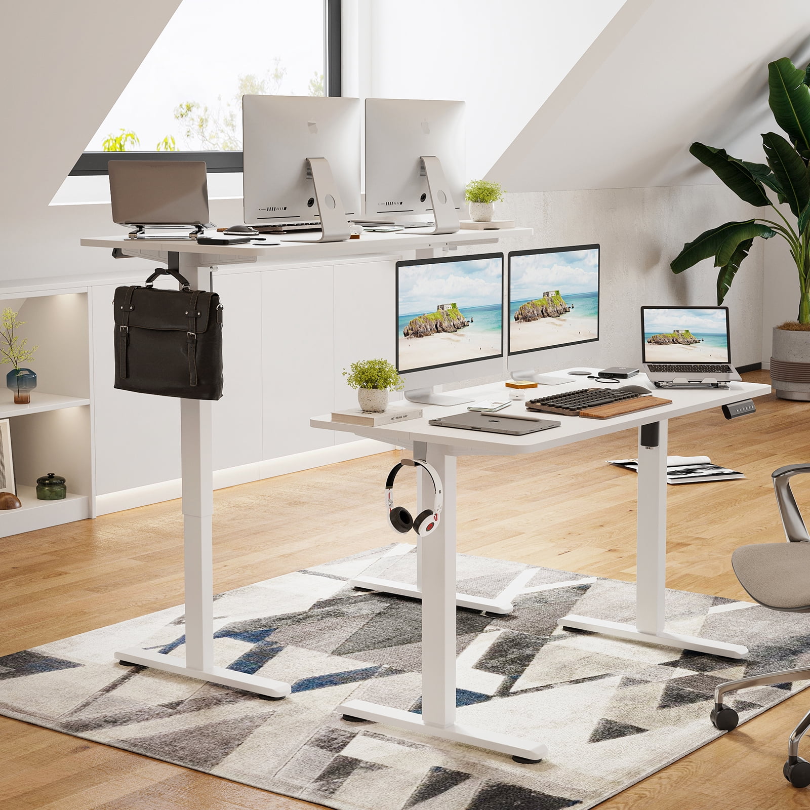 Electric Standing Desk Adjustable Height Sit Stand Home Office Desk with Splice Board