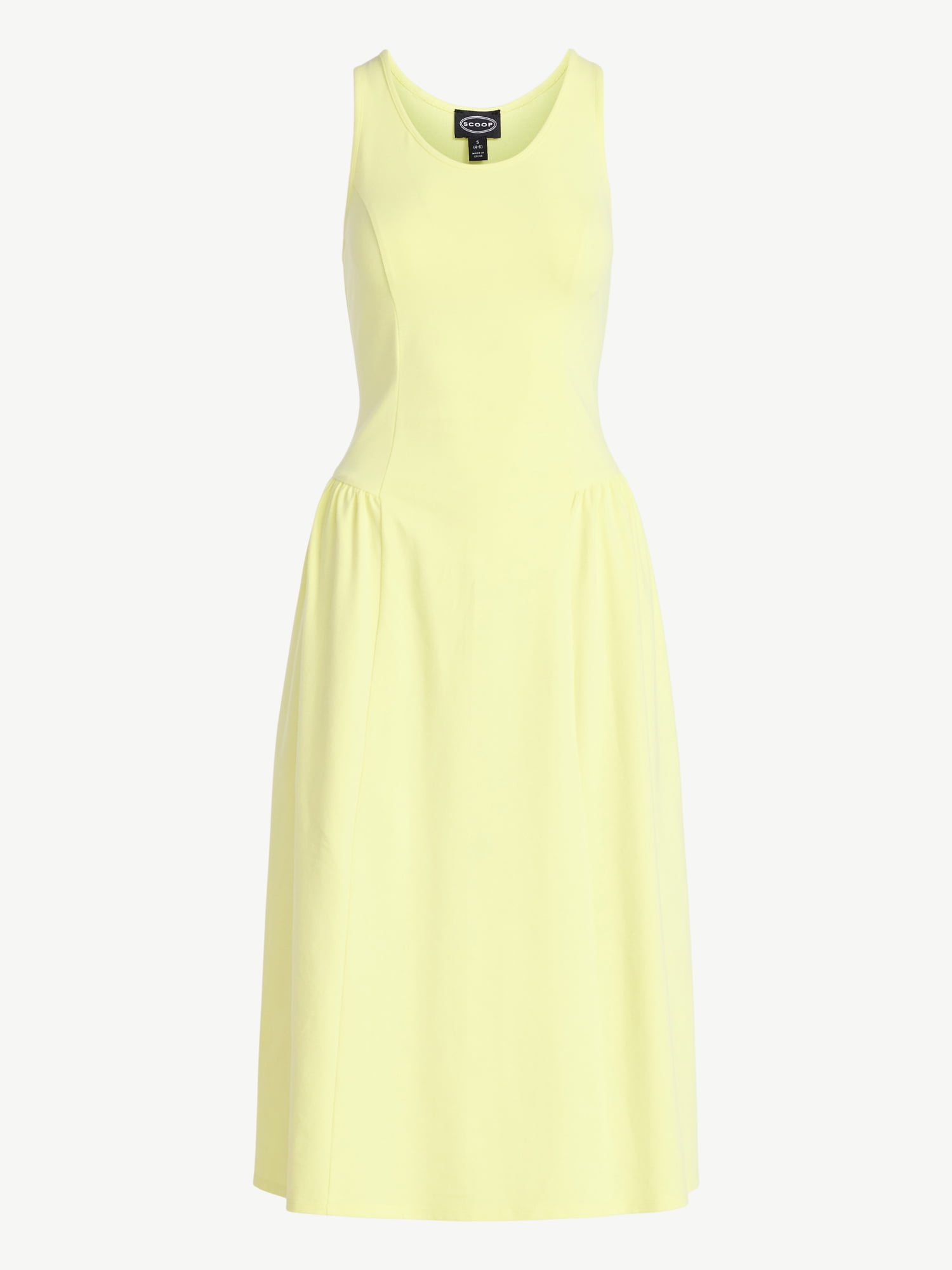 Scoop Women's and Women's Plus Stretch Cotton Blend Midi Basque Dress, Sizes XS-4X